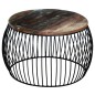vidaXL Mesa de centro redonda madera maciza reciclada 68x37 cm vidaXL Mesa de centro redonda madera maciza reciclada 68x37 cm