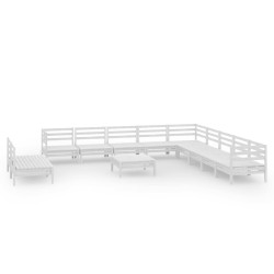 vidaXL Juego de muebles de jardín 12 piezas madera maciza pino blanco