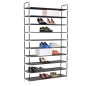 vidaXL Zapatero con 10 estantes de metal y textil no tejido negro vidaXL Zapatero con 10 estantes de metal y textil no tejido negro