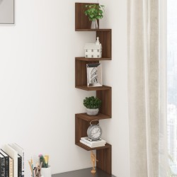 vidaXL Estantería esquina pared madera roble marrón 20x20x127,5 cm