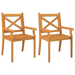 vidaXL Sillas de comedor de jardín 2 uds madera maciza de acacia