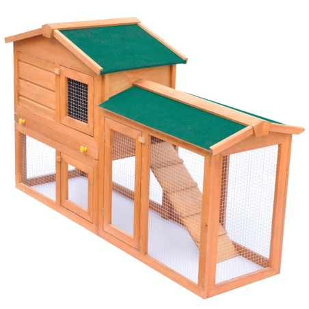 vidaXL Casa de animales grande jaula conejera de madera  