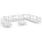 vidaXL Juego de muebles de jardín 11 piezas madera maciza pino blanco vidaXL Juego de muebles de jardín 11 piezas madera maciza pino blanco