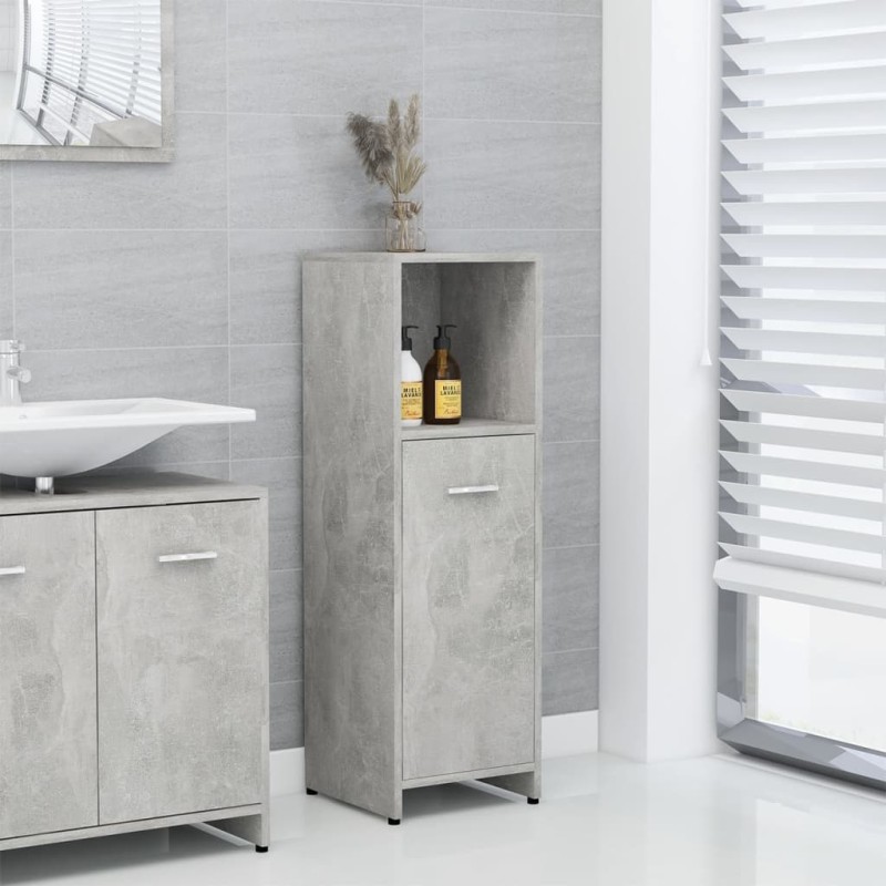 vidaXL Armario de baño madera contrachapada gris hormigón 30x30x95 cm