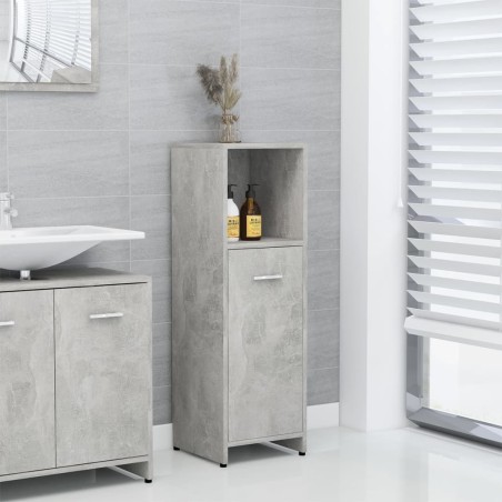 vidaXL Armario de baño madera contrachapada gris hormigón 30x30x95 cm