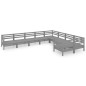 vidaXL Juego de muebles de jardín 9 piezas madera maciza de pino gris vidaXL Juego de muebles de jardín 9 piezas madera maciza de pino gris
