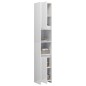vidaXL Armario baño madera contrachapada blanco brillo 30x30x183,5 cm