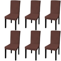 vidaXL Funda para silla elástica recta 6 unidades marrón