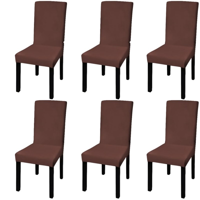 vidaXL Funda para silla elástica recta 6 unidades marrón vidaXL Funda para silla elástica recta 6 unidades marrón