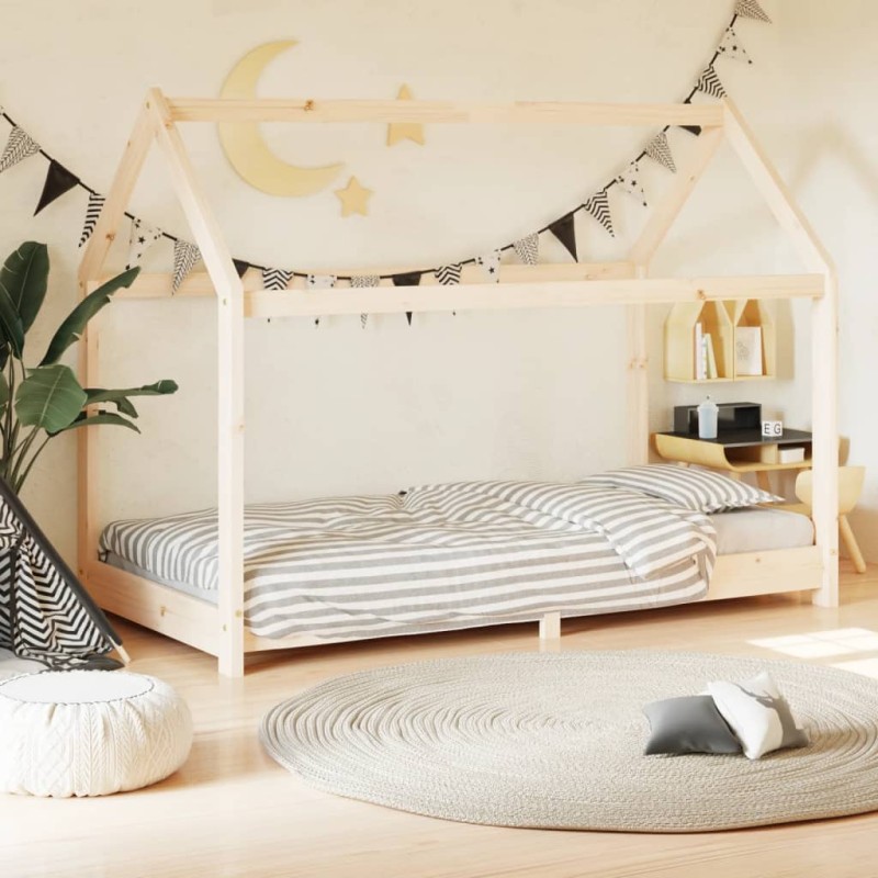 vidaXL Estructura de cama infantil de madera maciza de pino 70x140 cm vidaXL Estructura de cama infantil de madera maciza de pino 70x140 cm