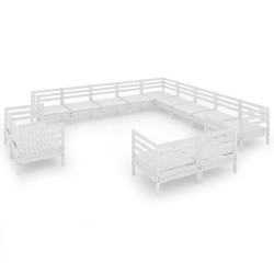 vidaXL Juego de muebles de jardín 13 piezas madera maciza pino blanco