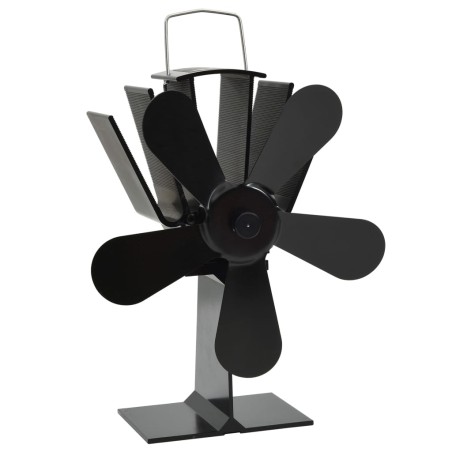vidaXL Ventilador de estufa accionado por calor 5 aspas negro 