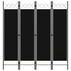 vidaXL Biombo divisor de 4 paneles negro 160x180 cm