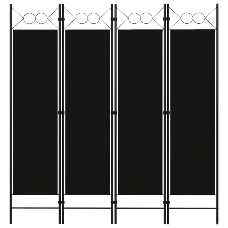 vidaXL Biombo divisor de 4 paneles negro 160x180 cm vidaXL Biombo divisor de 4 paneles negro 160x180 cm
