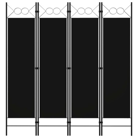vidaXL Biombo divisor de 4 paneles negro 160x180 cm