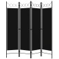 vidaXL Biombo divisor de 4 paneles negro 160x180 cm vidaXL Biombo divisor de 4 paneles negro 160x180 cm
