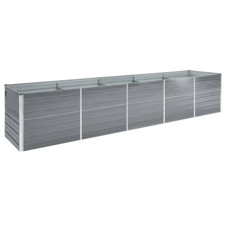vidaXL Arriate de jardín de acero galvanizado gris 400x80x77 cm