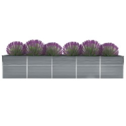 vidaXL Arriate de jardín de acero galvanizado gris 400x80x77 cm