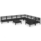 vidaXL Juego de muebles de jardín 10 pzas madera de pino maciza negro vidaXL Juego de muebles de jardín 10 pzas madera de pino maciza negro