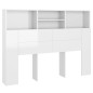 vidaXL Mueble cabecero blanco brillante 140x19x103,5 cm
