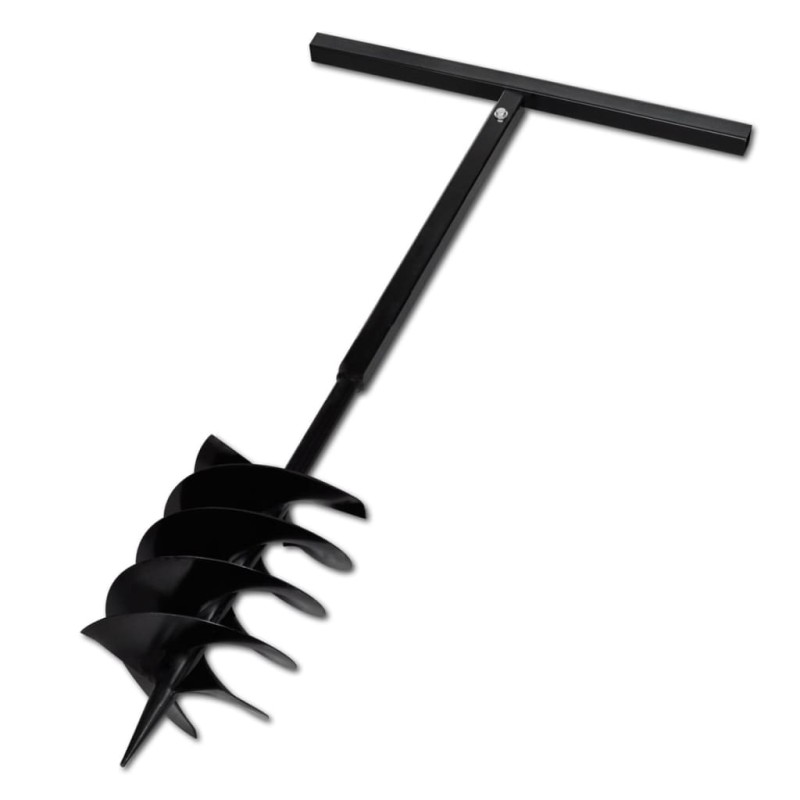 vidaXL Taladro de tierra con mango triple espiral acero negro 200 mm vidaXL Taladro de tierra con mango triple espiral acero negro 200 mm