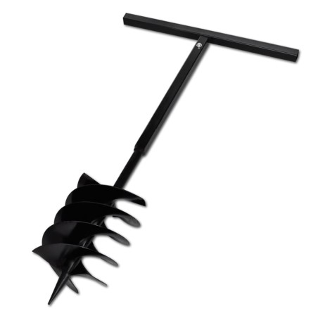 vidaXL Taladro de tierra con mango triple espiral acero negro 200 mm 