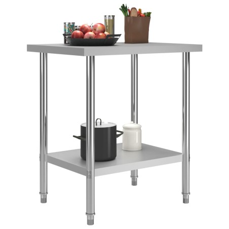 vidaXL Mesa de trabajo para cocina acero inoxidable 80x60x85 cm