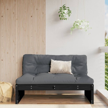 vidaXL Sofá central madera maciza de pino negro 120x80 cm