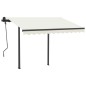 vidaXL Toldo manual retráctil con postes crema 3x2,5 m