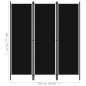 vidaXL Biombo divisor de 3 paneles negro 150x180 cm vidaXL Biombo divisor de 3 paneles negro 150x180 cm