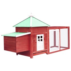 vidaXL Gallinero con ponedero madera maciza  abeto rojo 190x72x102 cm