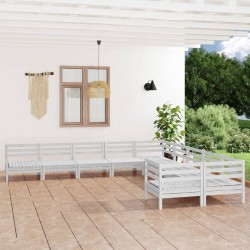vidaXL Juego de muebles de jardín 10 piezas madera maciza pino blanco