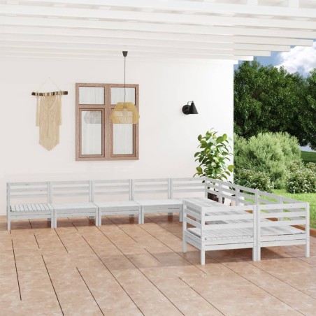vidaXL Juego de muebles de jardín 10 piezas madera maciza pino blanco