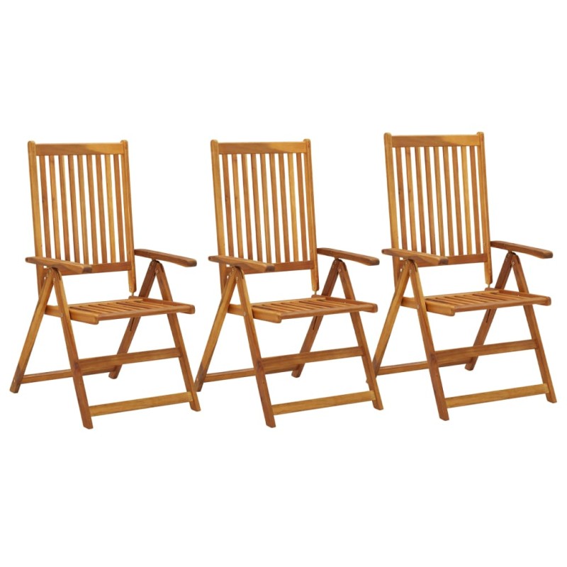 vidaXL Sillas de jardín reclinables 3 uds madera maciza de acacia vidaXL Sillas de jardín reclinables 3 uds madera maciza de acacia
