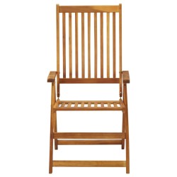 vidaXL Sillas de jardín reclinables 3 uds madera maciza de acacia