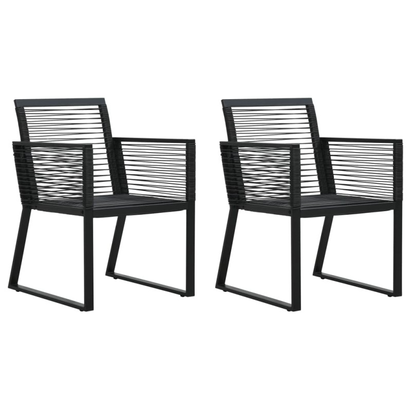 vidaXL Sillas de jardín 2 unidades ratán de PVC negro vidaXL Sillas de jardín 2 unidades ratán de PVC negro