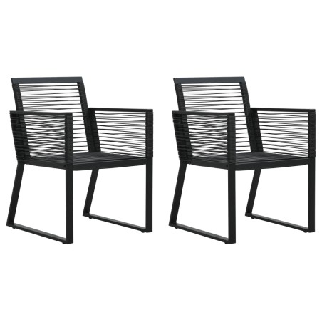 vidaXL Sillas de jardín 2 unidades ratán de PVC negro