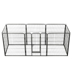 vidaXL Corral para perros 8 paneles de acero 80x100 cm negro 