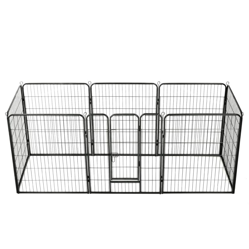 vidaXL Corral para perros 8 paneles de acero 80x100 cm negro 