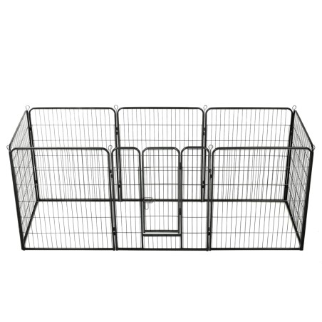vidaXL Corral para perros 8 paneles de acero 80x100 cm negro 