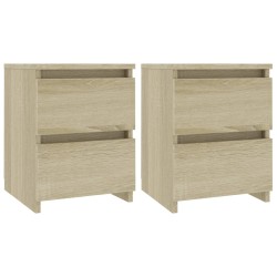 vidaXL Mesita de noche 2 uds aglomerado color roble Sonoma 30x30x40 cm