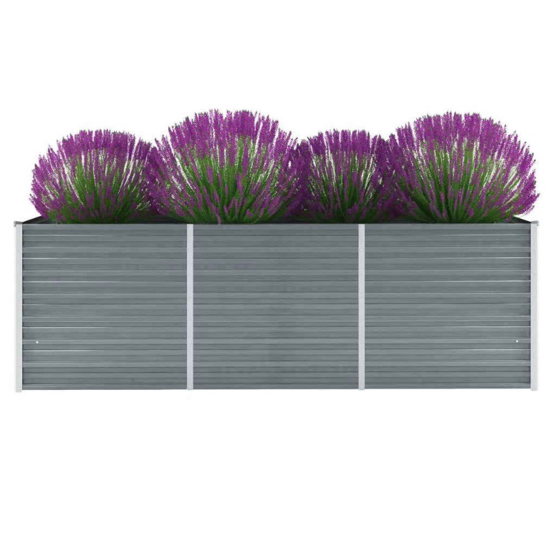vidaXL Arriate de jardín de acero galvanizado gris 240x80x77 cm