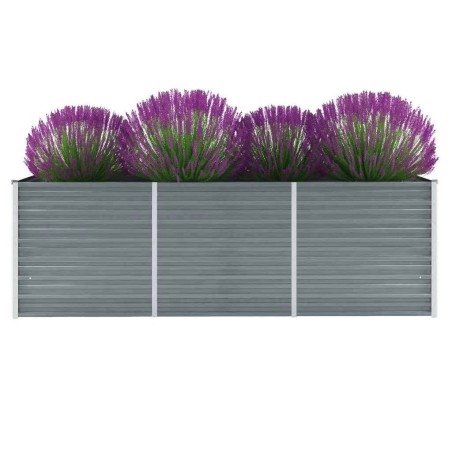 vidaXL Arriate de jardín de acero galvanizado gris 240x80x77 cm