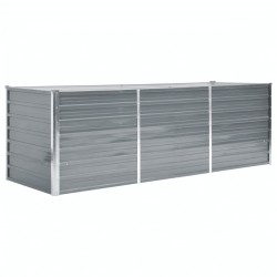 vidaXL Arriate de jardín de acero galvanizado gris 240x80x77 cm
