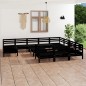 vidaXL Juego de muebles de jardín 12 pzas madera de pino maciza negro vidaXL Juego de muebles de jardín 12 pzas madera de pino maciza negro