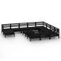 vidaXL Juego de muebles de jardín 12 pzas madera de pino maciza negro vidaXL Juego de muebles de jardín 12 pzas madera de pino maciza negro