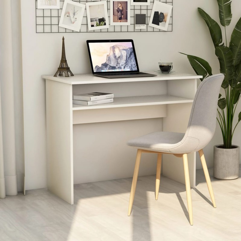 vidaXL Escritorio de madera contrachapada blanco 90x50x74 cm vidaXL Escritorio de madera contrachapada blanco 90x50x74 cm