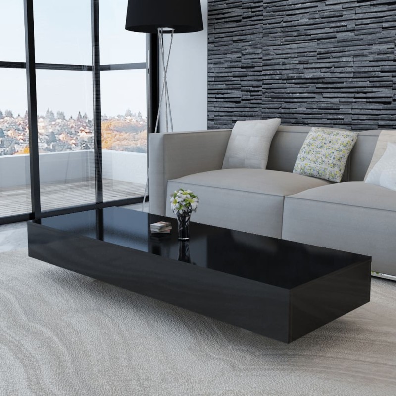 vidaXL Mesa de centro de MDF negra con brillo vidaXL Mesa de centro de MDF negra con brillo