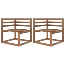 vidaXL Sofás de esquina de palés jardín 2 uds pino impregnado marrón