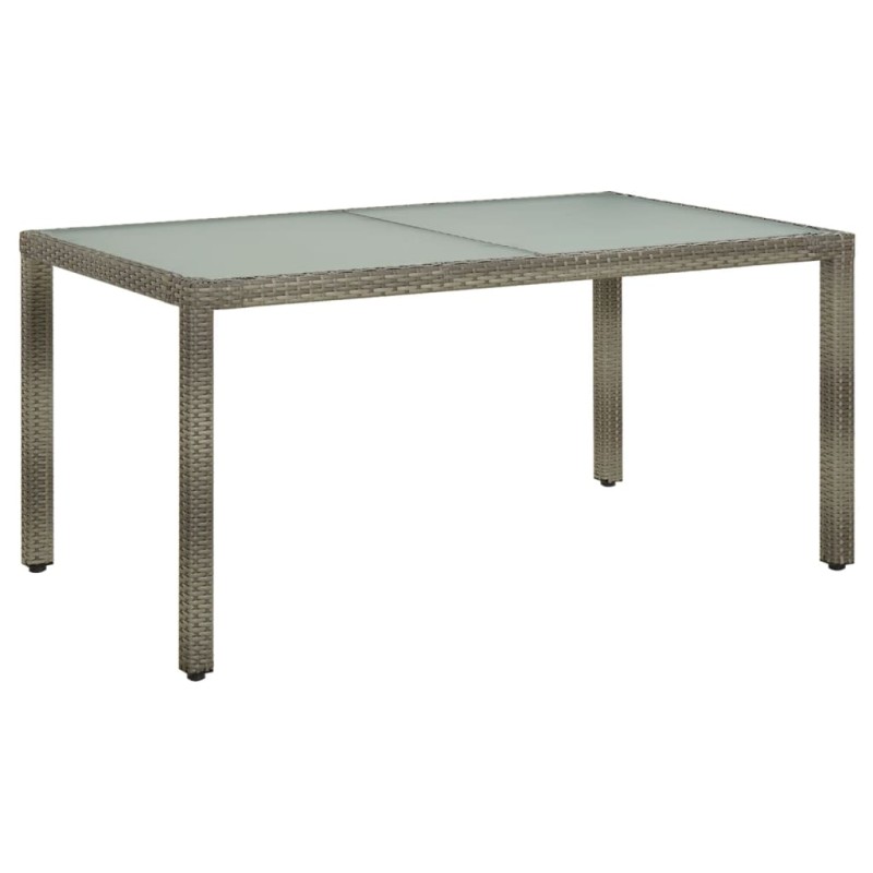 vidaXL Mesa de jardín vidrio templado ratán sintético gris 150x90x75cm vidaXL Mesa de jardín vidrio templado ratán sintético gris 150x90x75cm